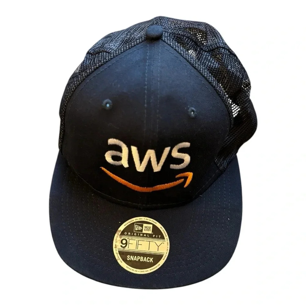 New Era Navy Blue Amazon Web Services SnapBack hat 9 fifty, one size fits most